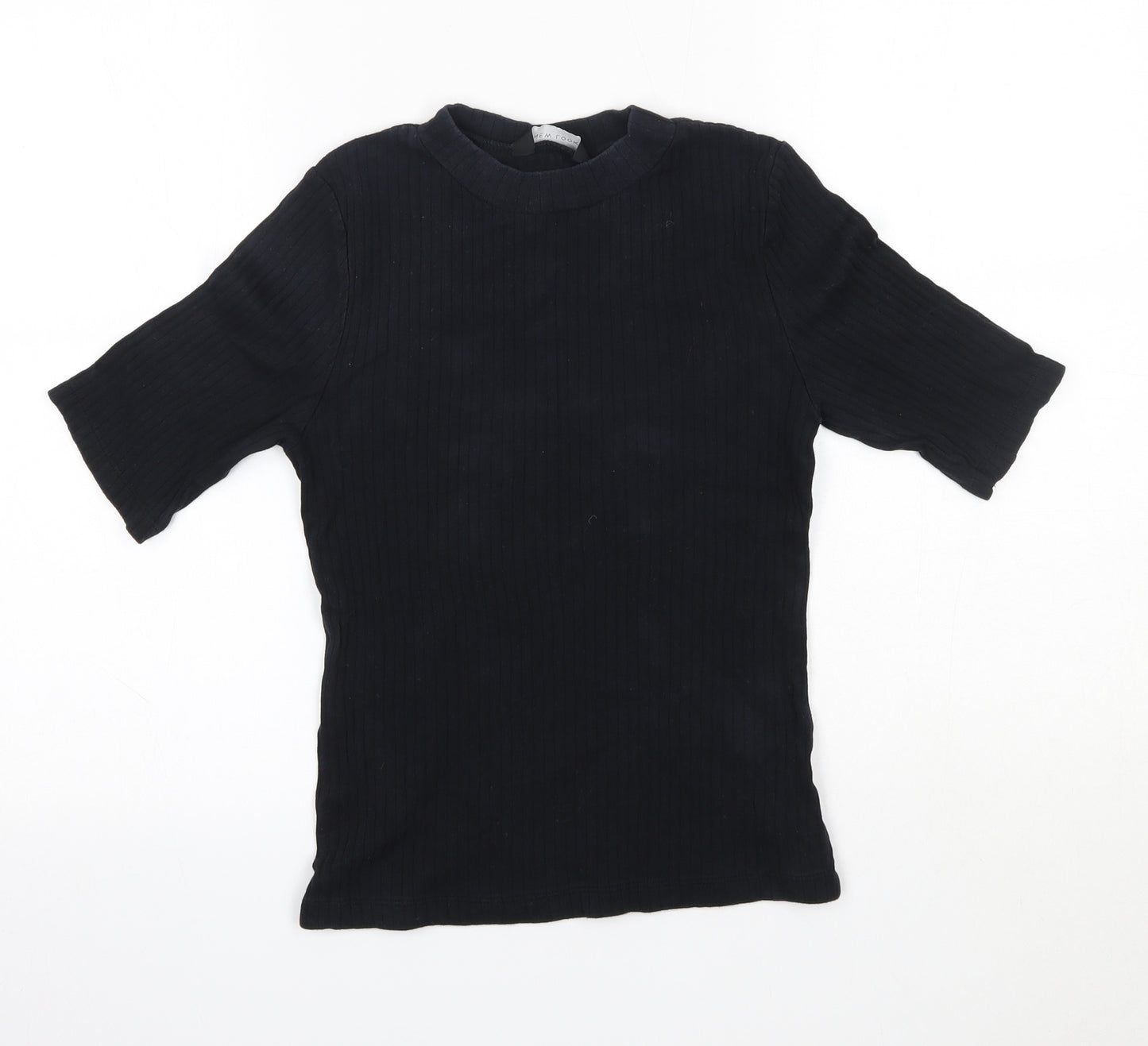New Look Womens Black  100% Cotton Basic Blouse Size 10 Round Neck