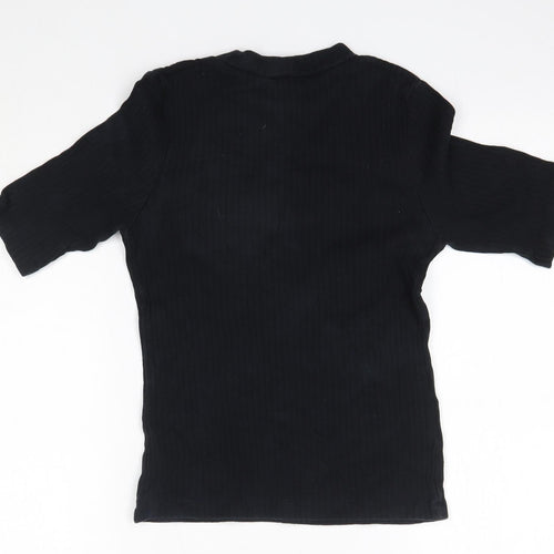 New Look Womens Black  100% Cotton Basic Blouse Size 10 Round Neck