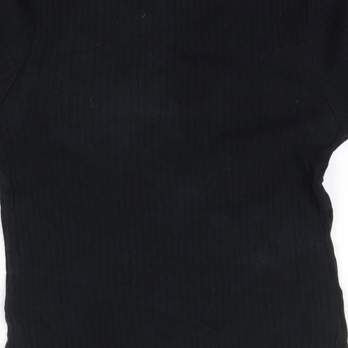 New Look Womens Black  100% Cotton Basic Blouse Size 10 Round Neck