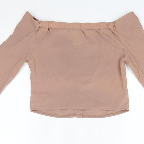 Lola May Womens Brown  Polyester Basic Blouse Size 10 Off the Shoulder