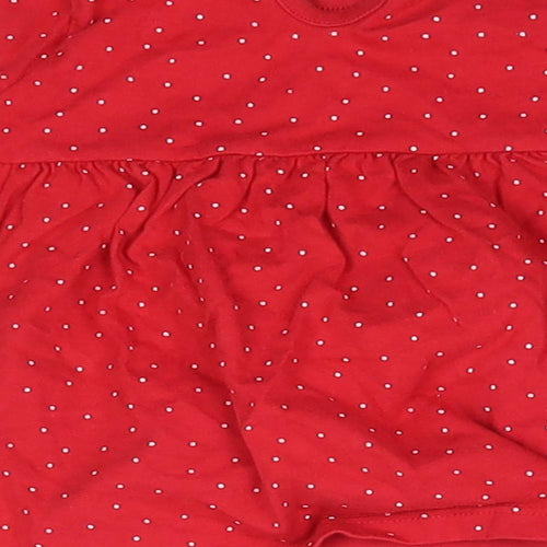 F&F Baby Red  100% Cotton Basic Blouse Size 3-6 Months Round Neck  - Christmas