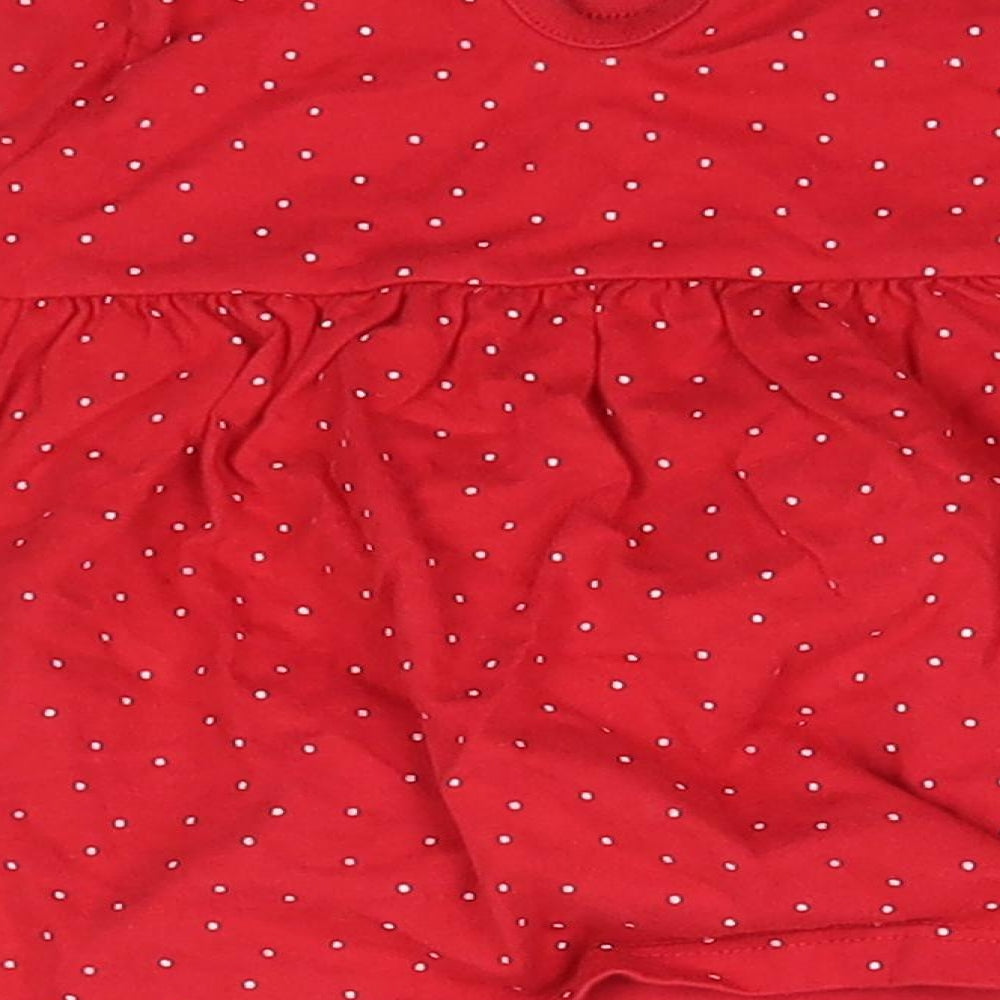 F&F Baby Red  100% Cotton Basic Blouse Size 3-6 Months Round Neck  - Christmas