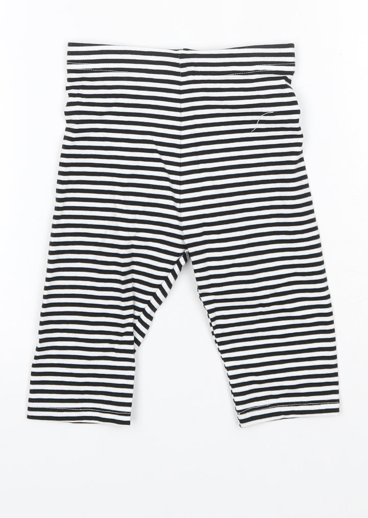 George Girls Black Striped Cotton Jogger Trousers Size 2-3 Years Regular