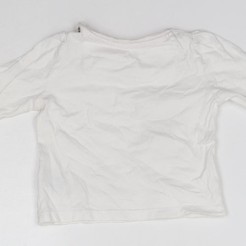 Mothercare Baby White  100% Cotton Basic Blouse Size 3-6 Months Round Neck