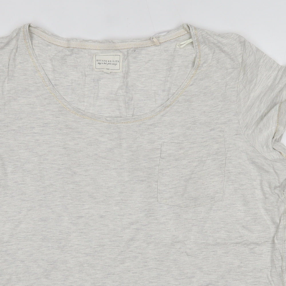 NEXT Womens Grey Solid Cotton Top Pyjama Top Size 16
