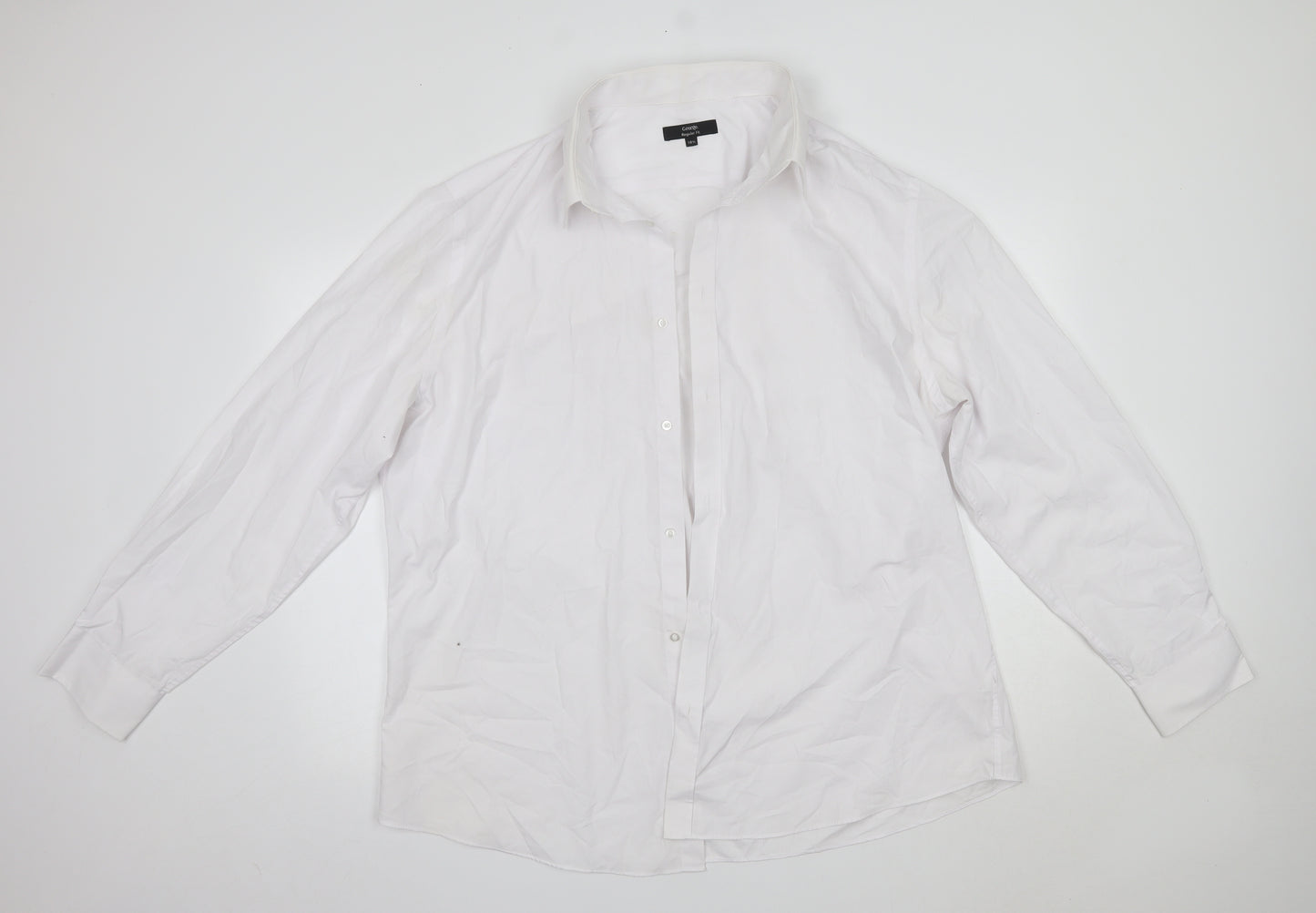 George Mens White  Polyester  Dress Shirt Size 18.5 Collared
