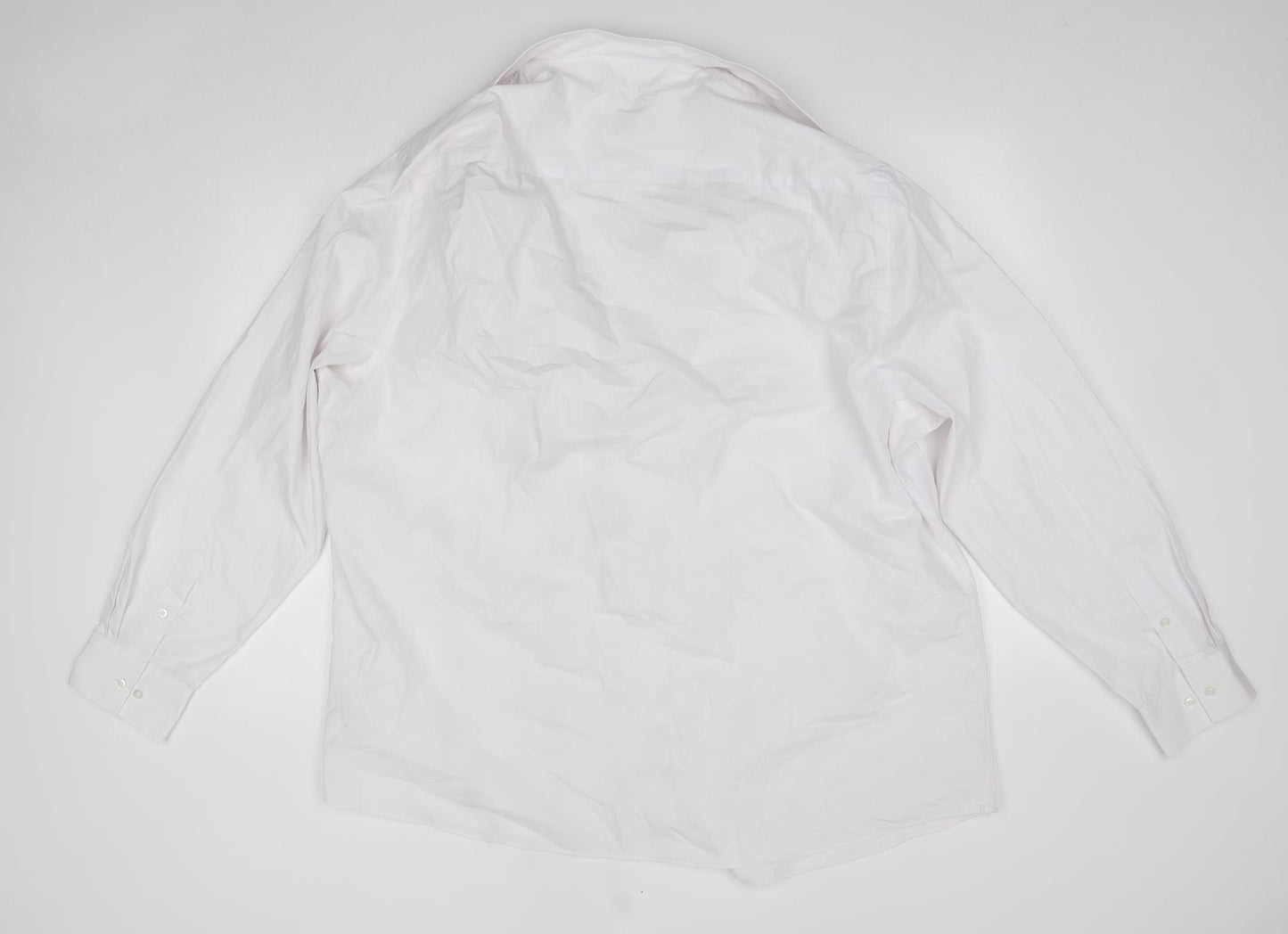 George Mens White  Polyester  Dress Shirt Size 18.5 Collared