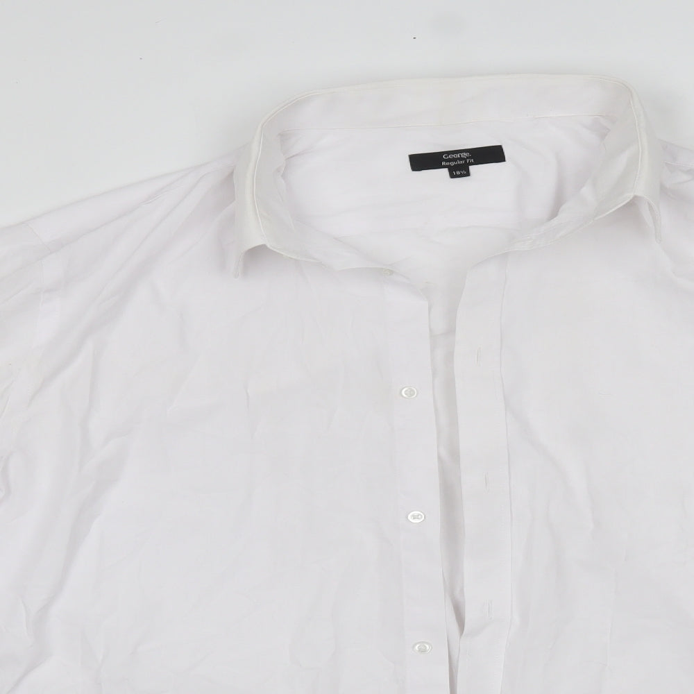 George Mens White  Polyester  Dress Shirt Size 18.5 Collared