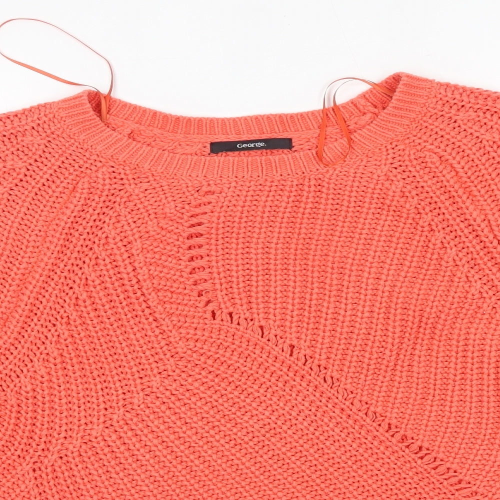 George Womens Orange Round Neck  Cotton Pullover Jumper Size 8