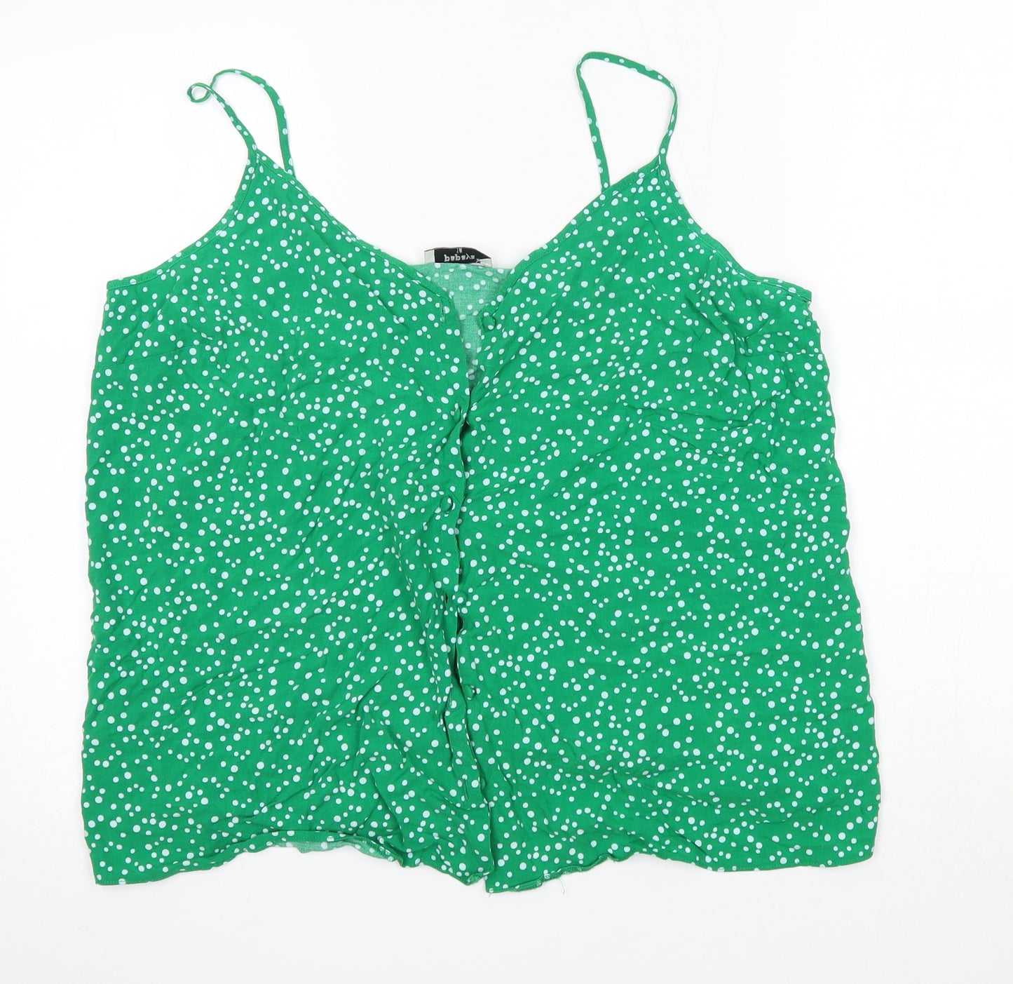 Matalan Womens Green Polka Dot Viscose Camisole Blouse Size 18 V-Neck