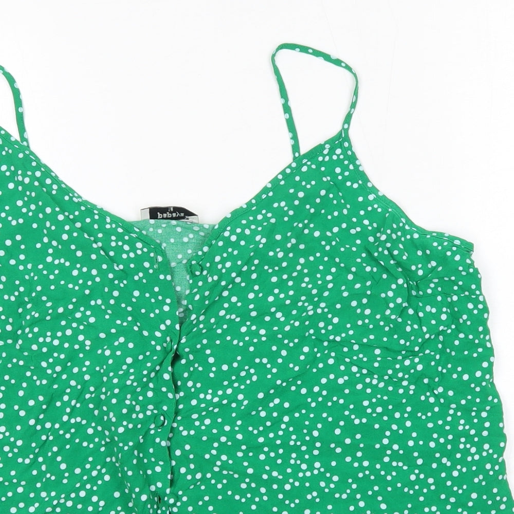 Matalan Womens Green Polka Dot Viscose Camisole Blouse Size 18 V-Neck