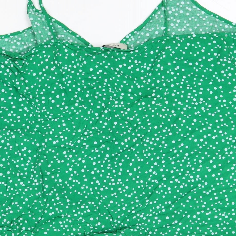 Matalan Womens Green Polka Dot Viscose Camisole Blouse Size 18 V-Neck
