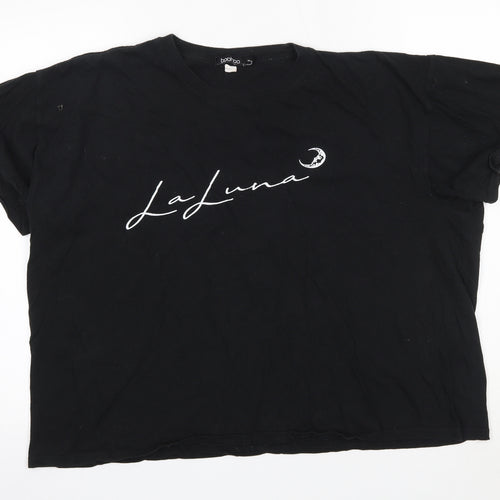 Boohoo Womens Black  100% Cotton Basic T-Shirt Size XL Round Neck