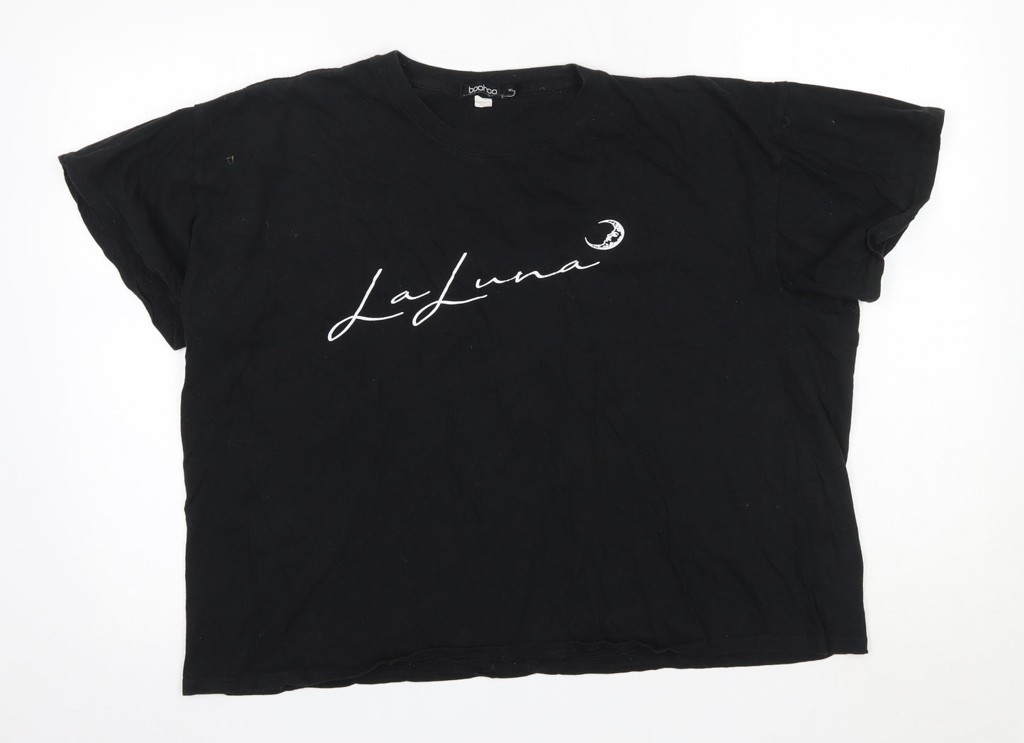 Boohoo Womens Black  100% Cotton Basic T-Shirt Size XL Round Neck