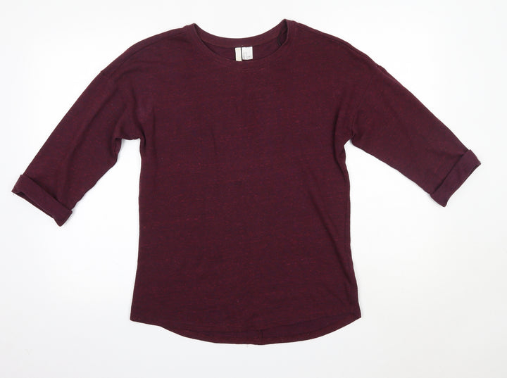 H&M Womens Purple  Polyester Basic Blouse Size XS Round Neck