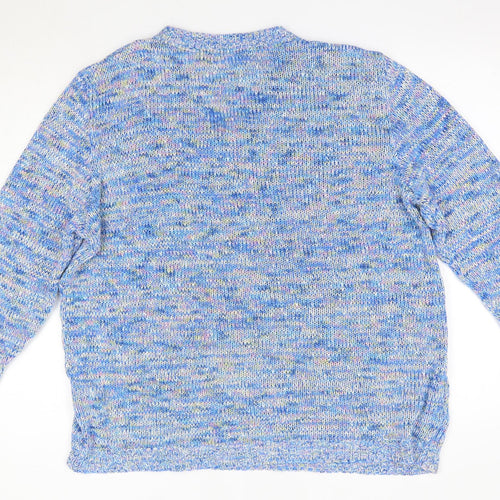 Charmant Womens Blue V-Neck  Acrylic Pullover Jumper Size L