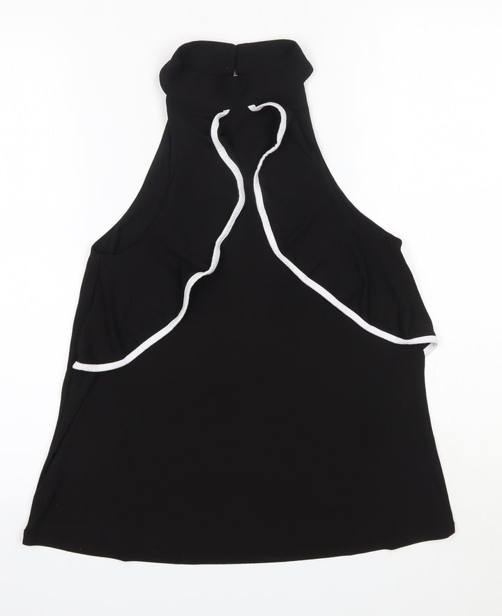 New Look Womens Black Polyester Basic Blouse Size 8 High Neck