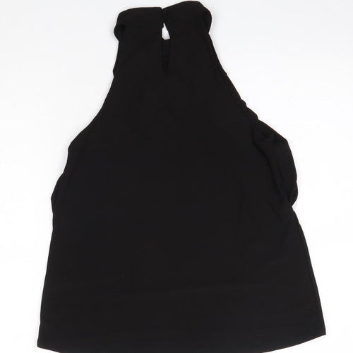 New Look Womens Black  Polyester Basic Blouse Size 8 High Neck