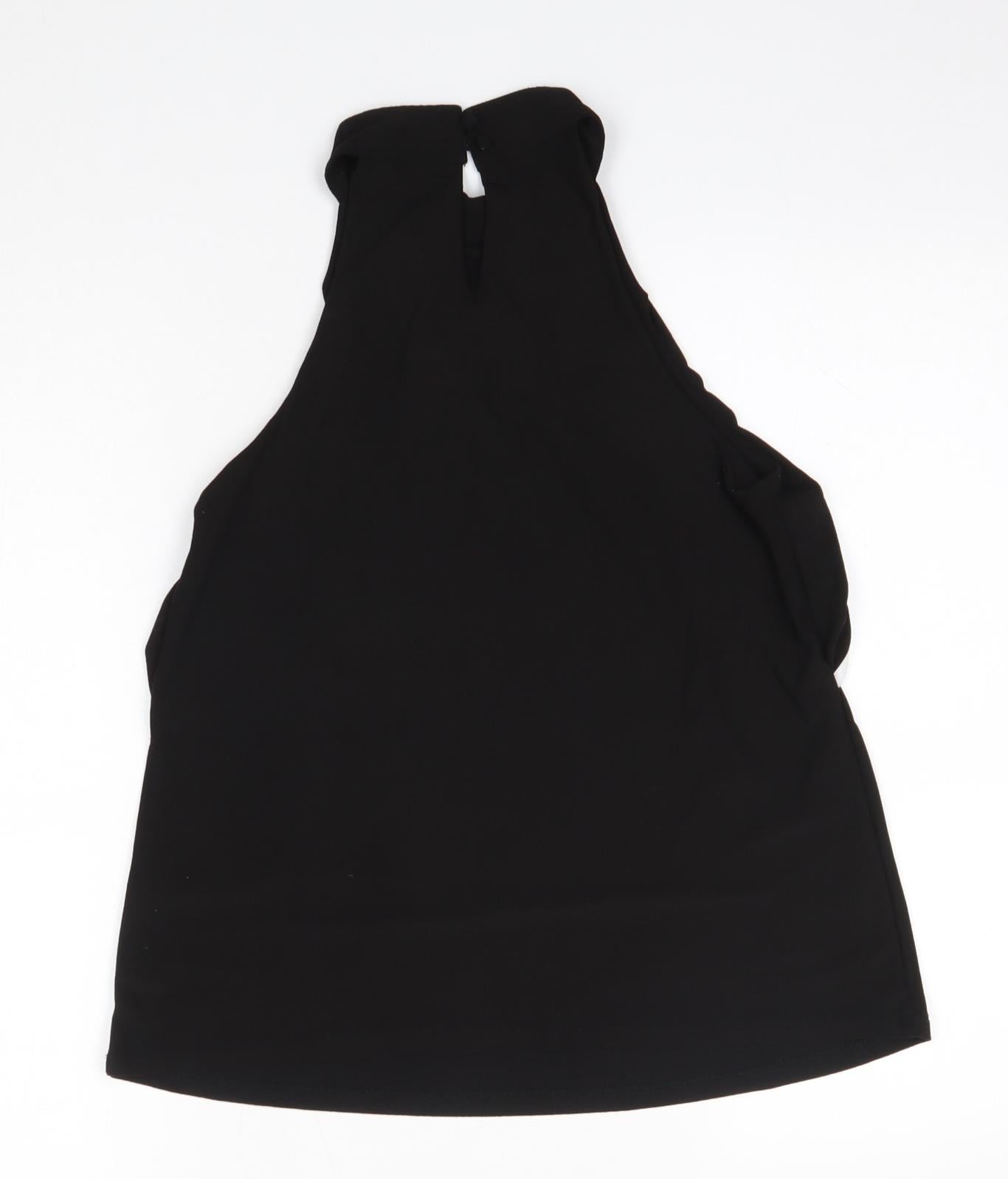 New Look Womens Black  Polyester Basic Blouse Size 8 High Neck