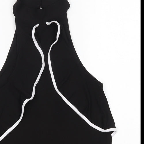 New Look Womens Black  Polyester Basic Blouse Size 8 High Neck