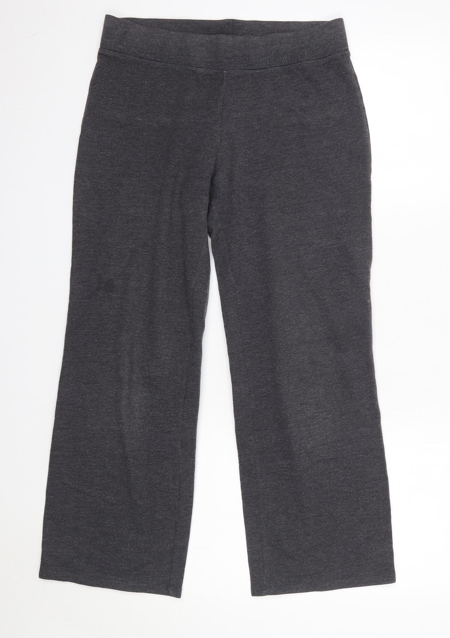 M&S Womens Grey  Cotton Dress Pants Trousers Size 10 L26 in Regular  - Short