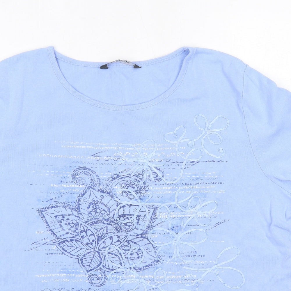 Bonmarché Womens Blue  100% Cotton Basic Blouse Size 20 Round Neck