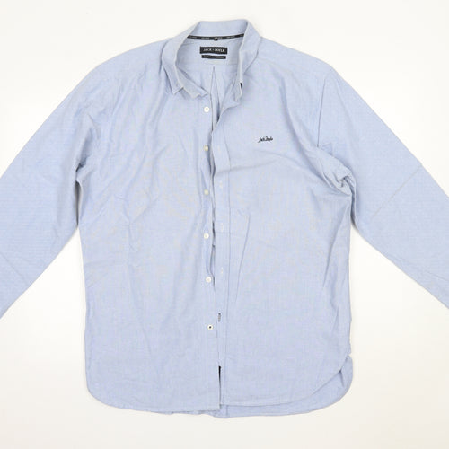 Jack Doyle Mens Blue  Cotton  Button-Up Size L Collared