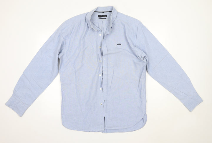 Jack Doyle Mens Blue Cotton Button-Up Size L Collared
