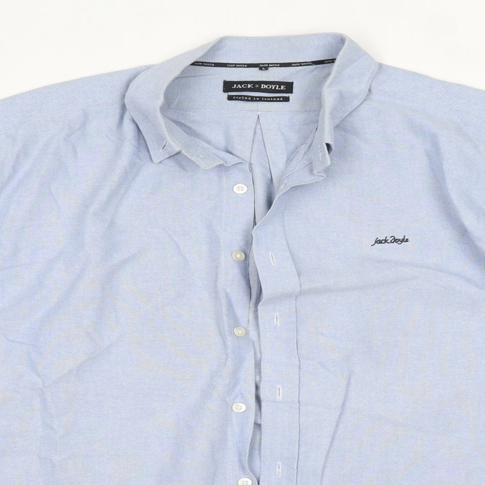 Jack Doyle Mens Blue  Cotton  Button-Up Size L Collared