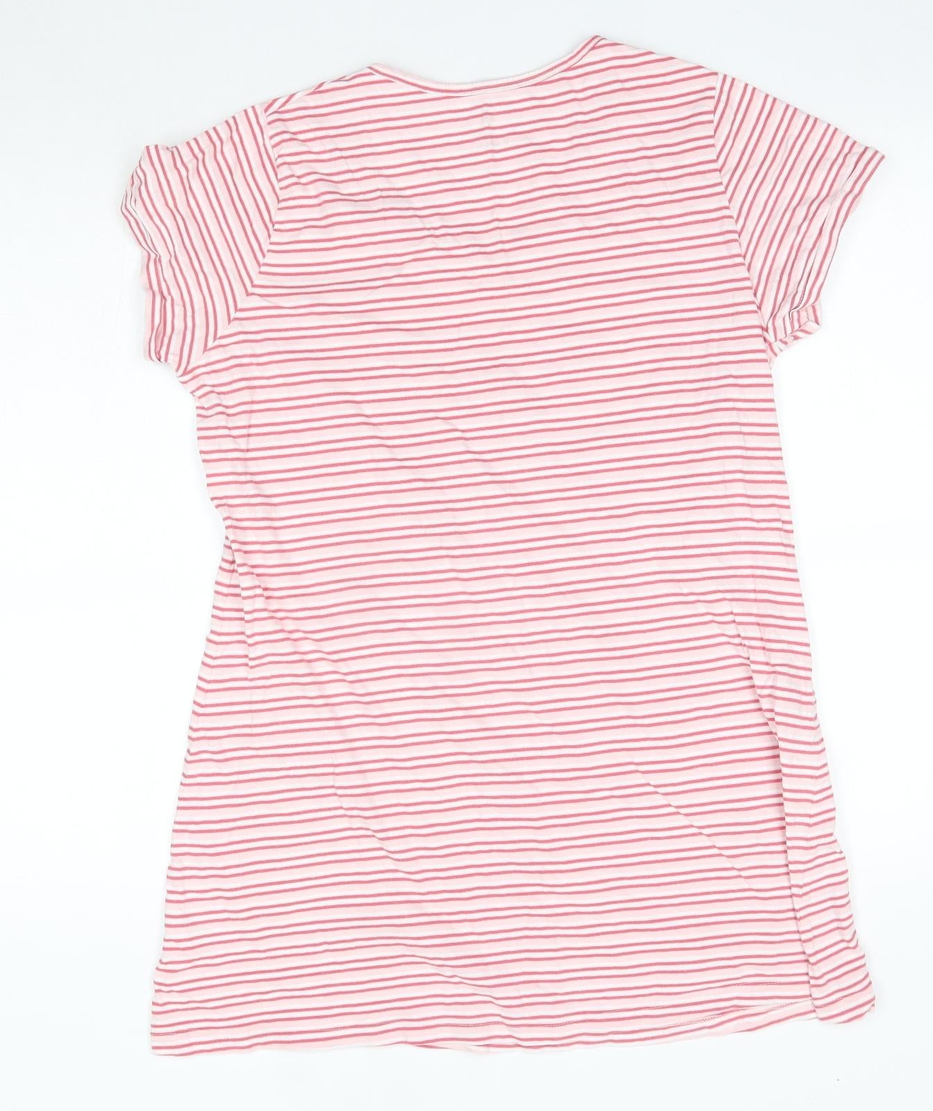 Matalan Womens Pink Striped 100% Cotton Top Pyjama Top Size M