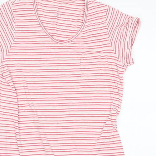 Matalan Womens Pink Striped 100% Cotton Top Pyjama Top Size M