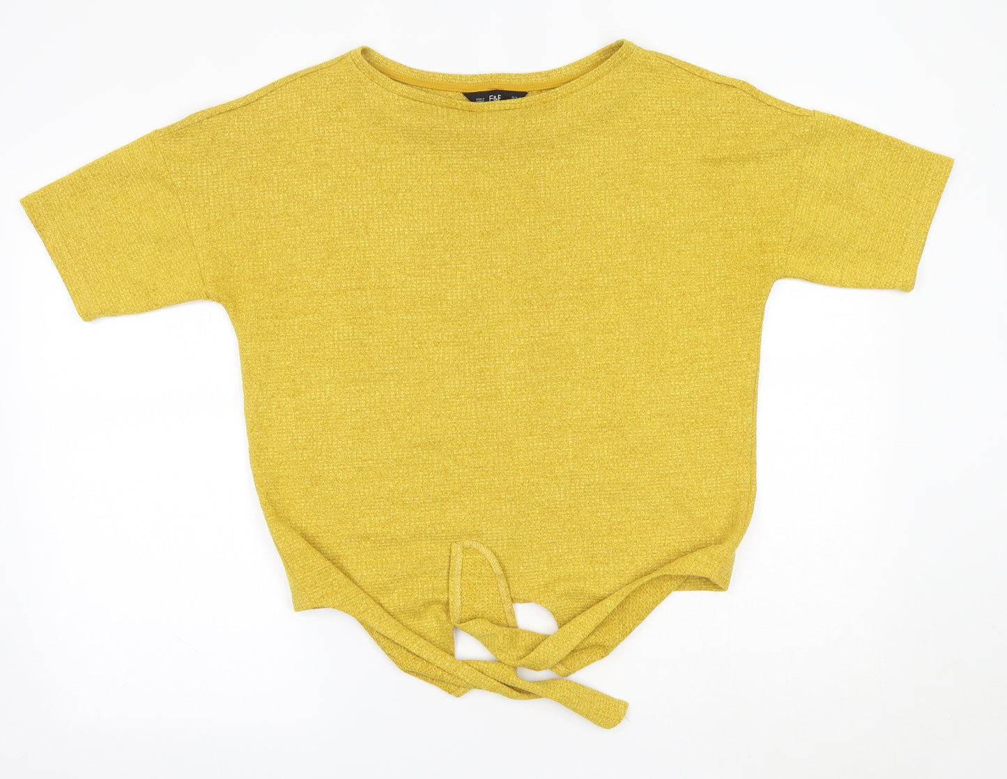 F&F Womens Yellow  Polyester Basic Blouse Size 12 Round Neck