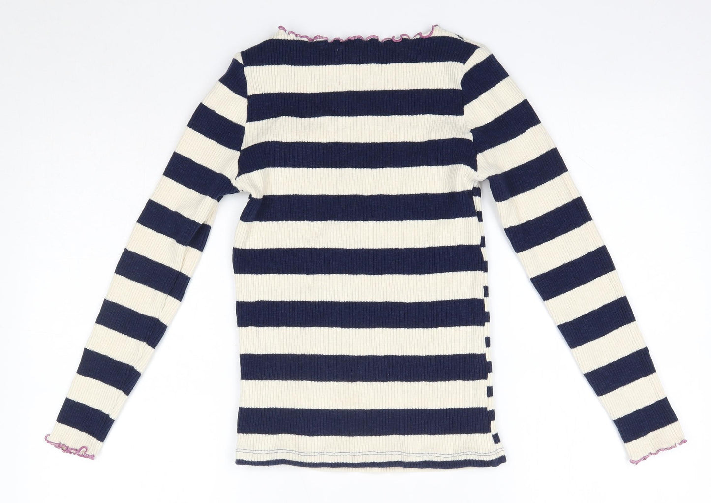 White Stuff Womens Multicoloured High Neck Striped Cotton Pullover Jumper Size 12