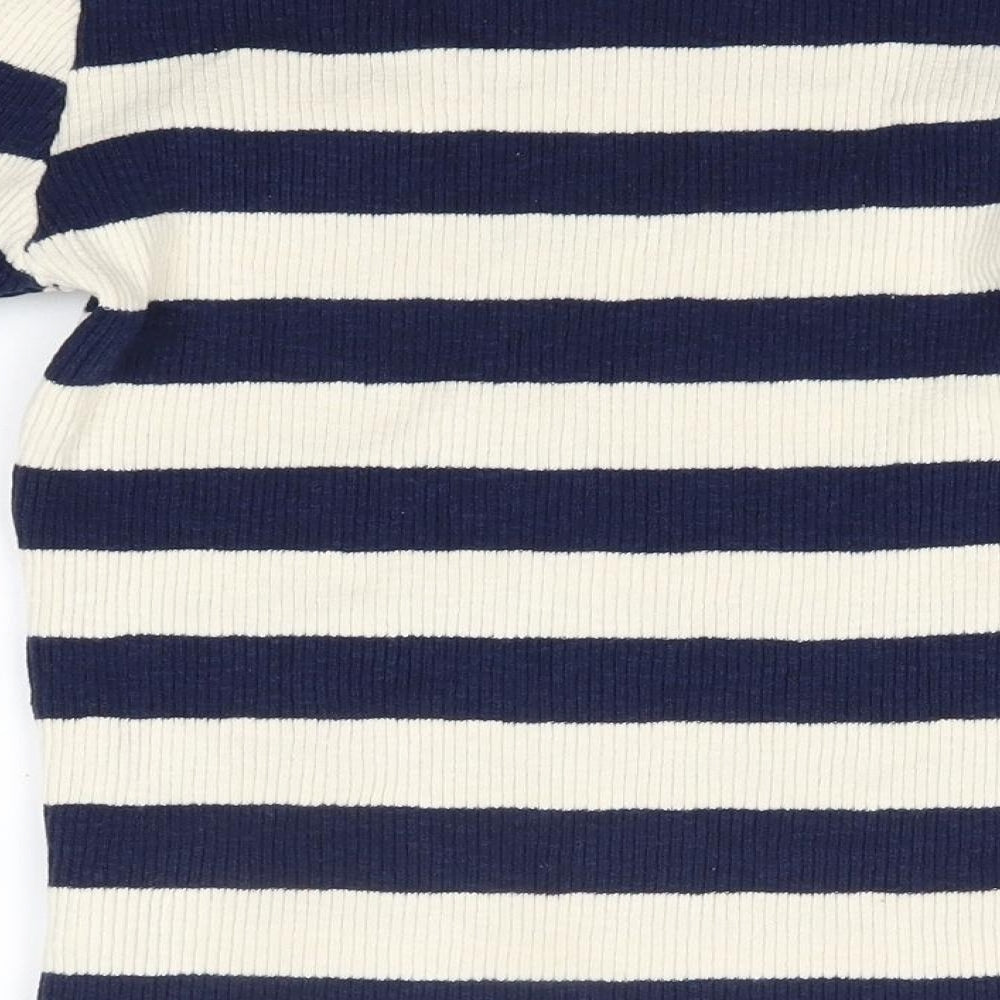 White Stuff Womens Multicoloured High Neck Striped Cotton Pullover Jumper Size 12