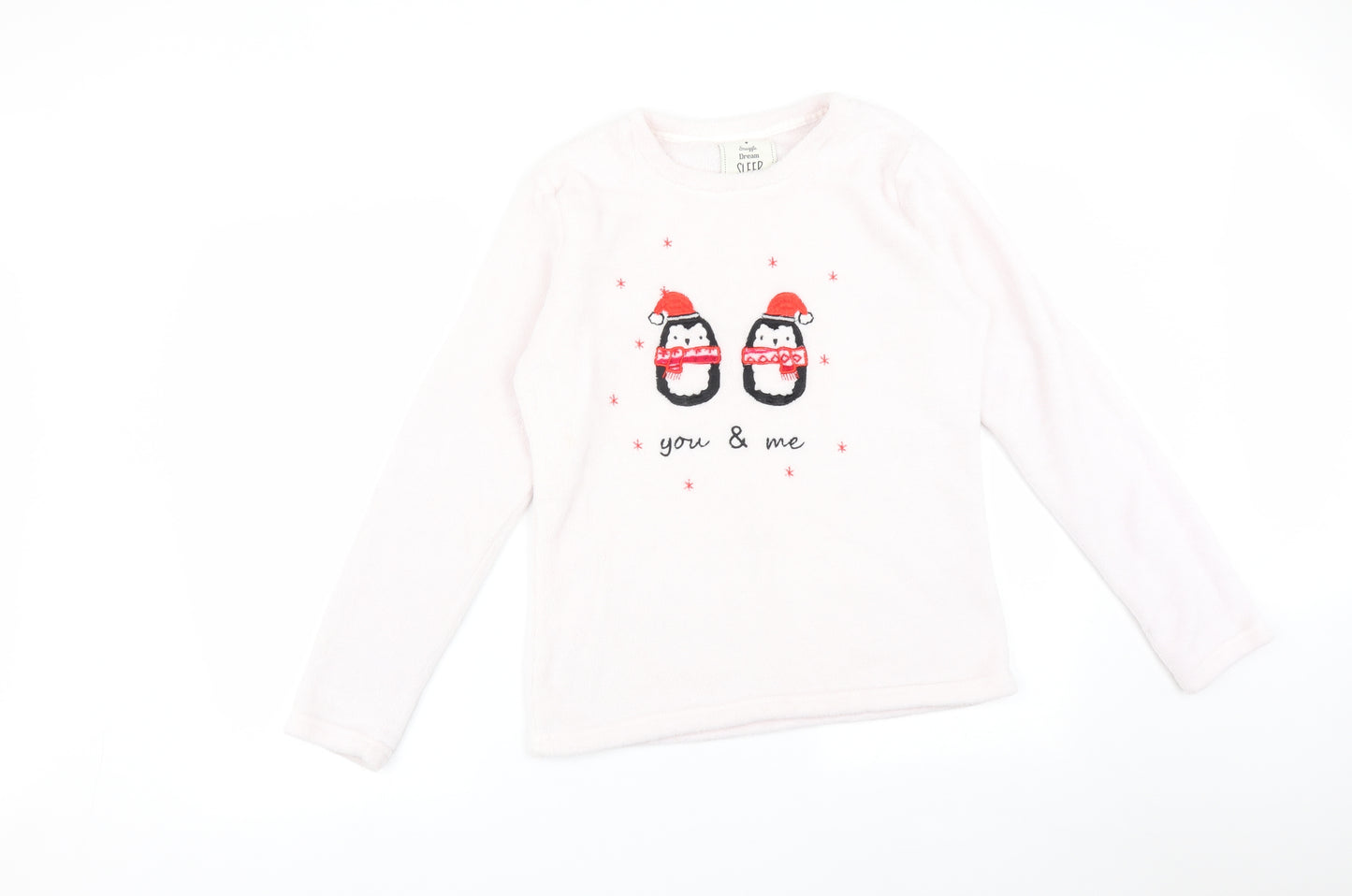 Matalan Womens Pink Solid Polyester  Pyjama Top Size S   - YOU & ME PENGUINS