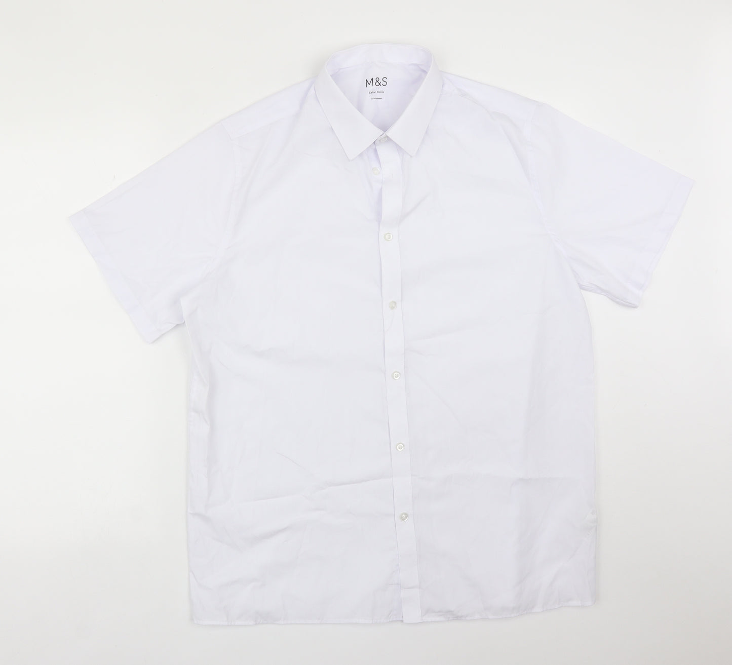 M&S Mens White  Polyester  Dress Shirt Size 16.5 Collared