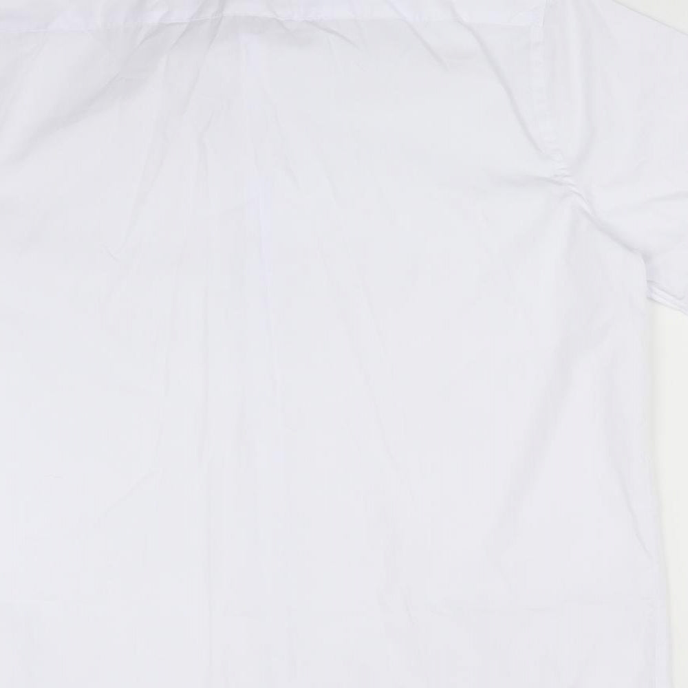M&S Mens White  Polyester  Dress Shirt Size 16.5 Collared