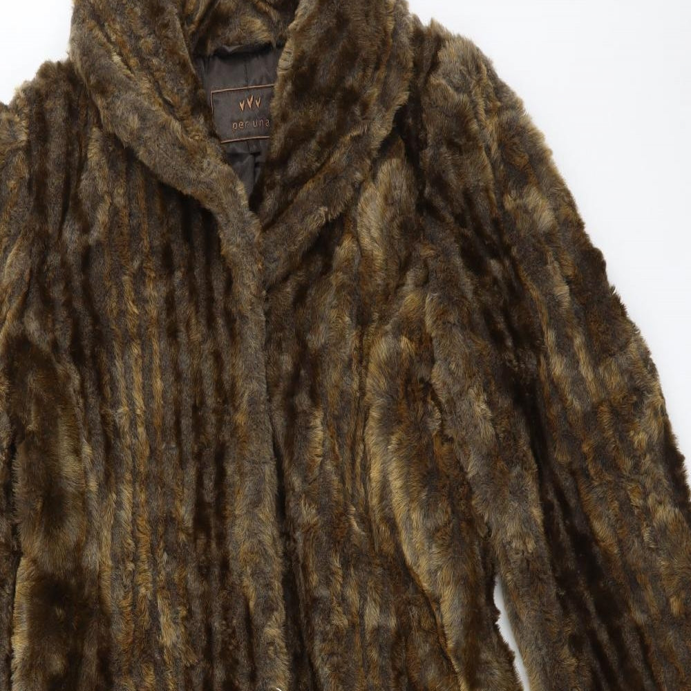 Per Una Womens Brown Animal Print  Overcoat Coat Size S