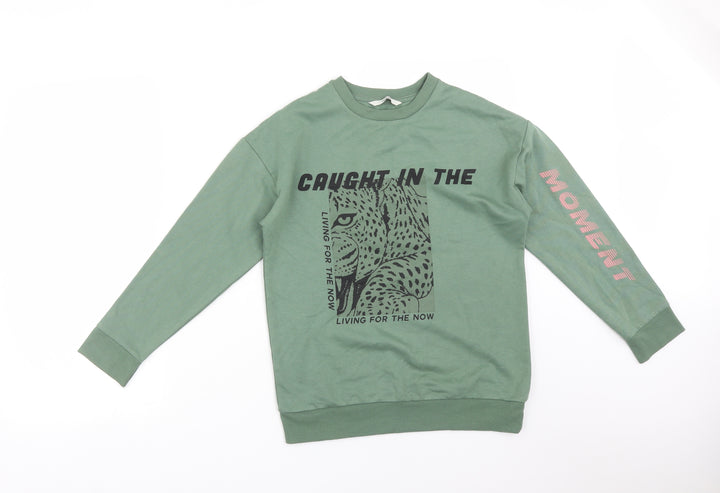 George Girls Green Polyester Pullover Sweatshirt Size S - CAUGHT IN THE MOMENT LIVING IN THE PRESENT