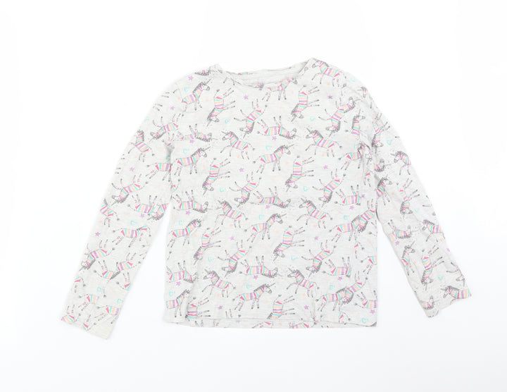 F&F Girls Multicoloured Animal Print Cotton Pyjama Top Size 9-10 Years - UNICORN