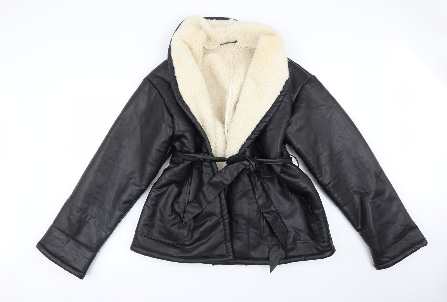 Boohoo Womens Black   Overcoat Coat Size 12