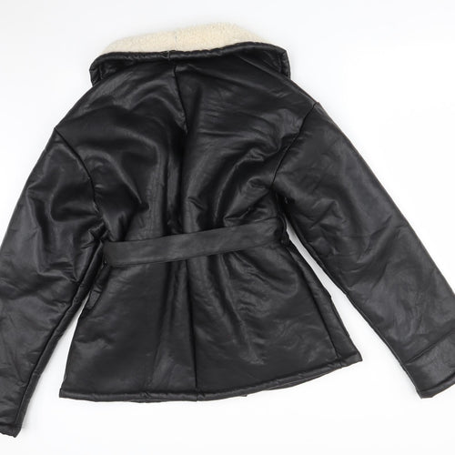 Boohoo Womens Black   Overcoat Coat Size 12