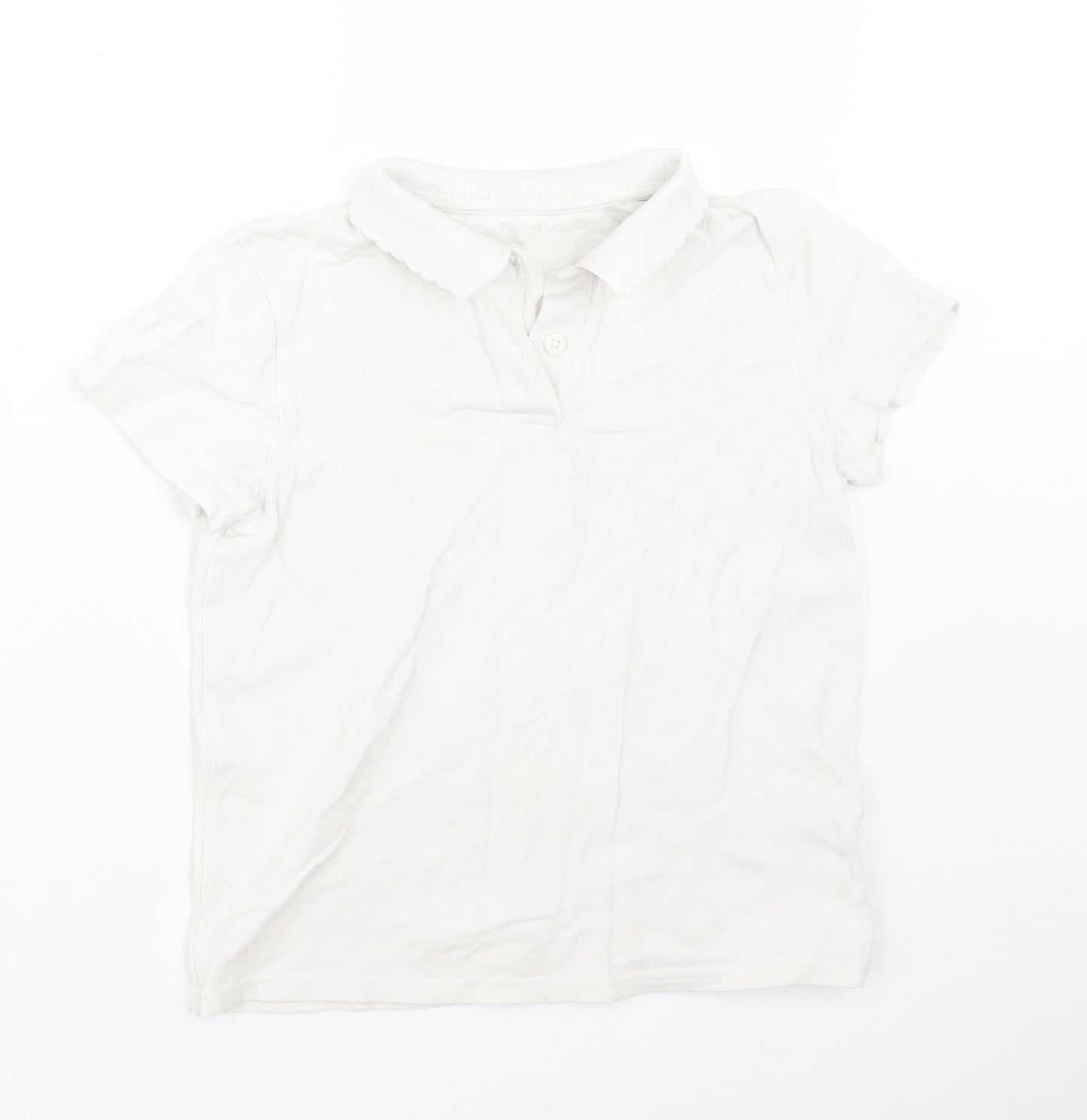 F&F Girls White  Cotton Basic Polo Size 9-10 Years Collared