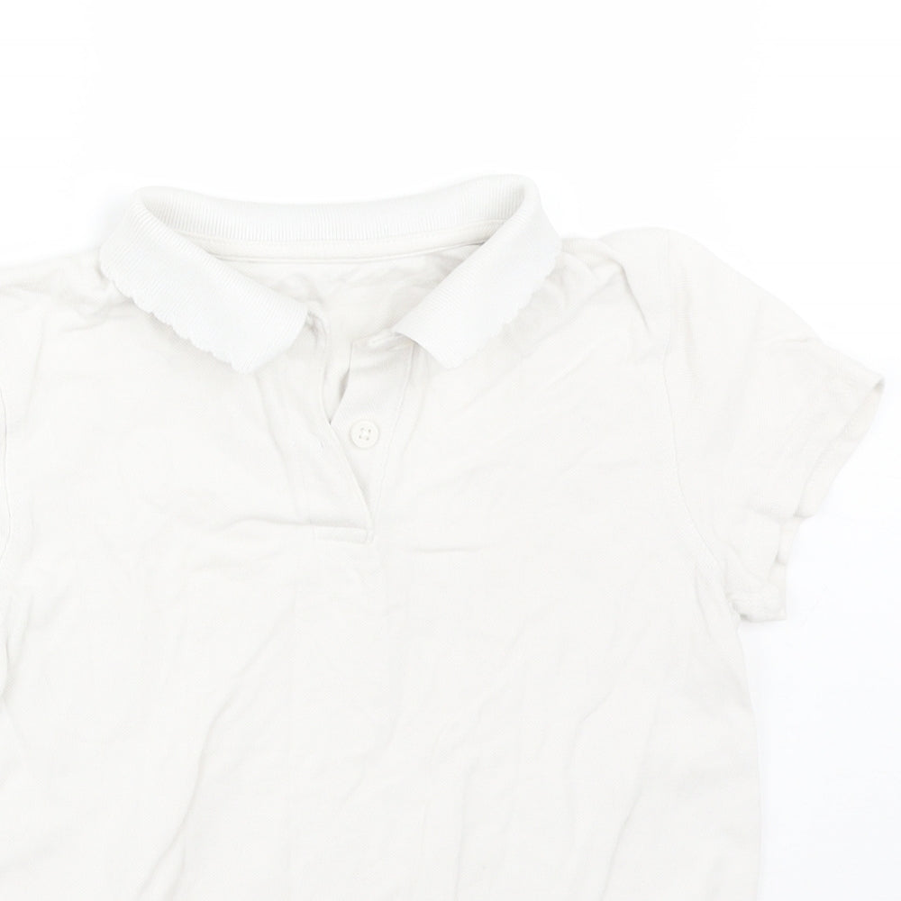 F&F Girls White  Cotton Basic Polo Size 9-10 Years Collared