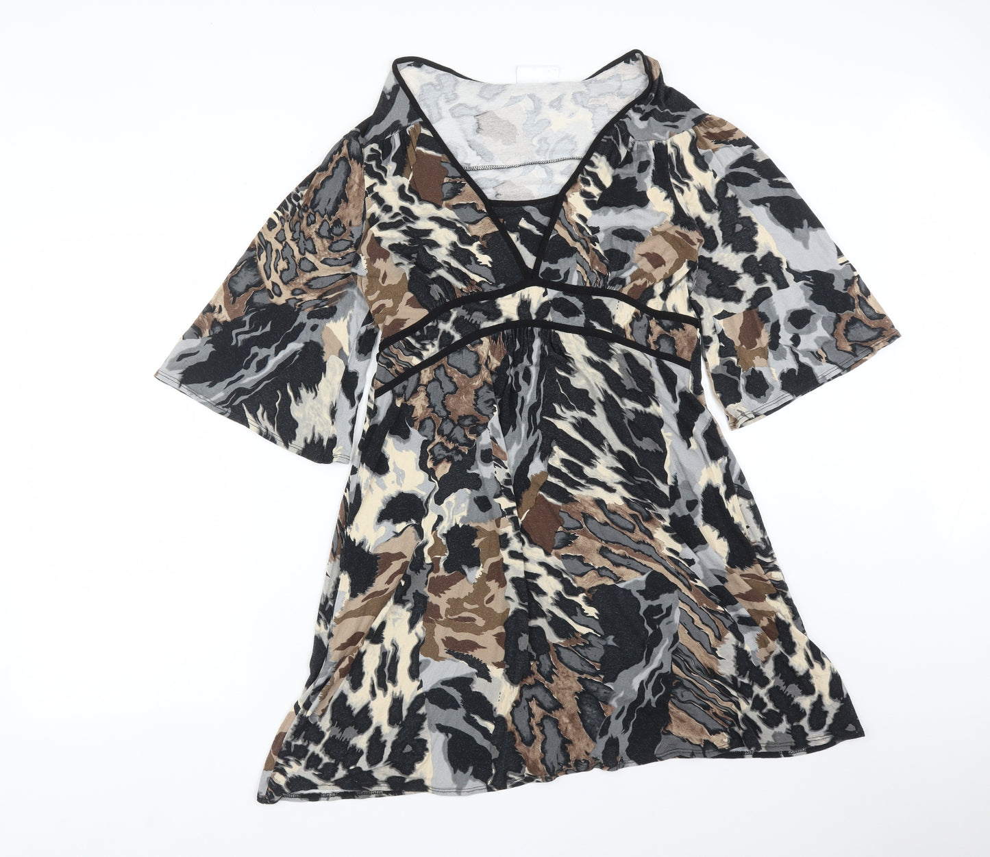 Wallis Womens Multicoloured Animal Print Viscose A-Line  Size 12  V-Neck