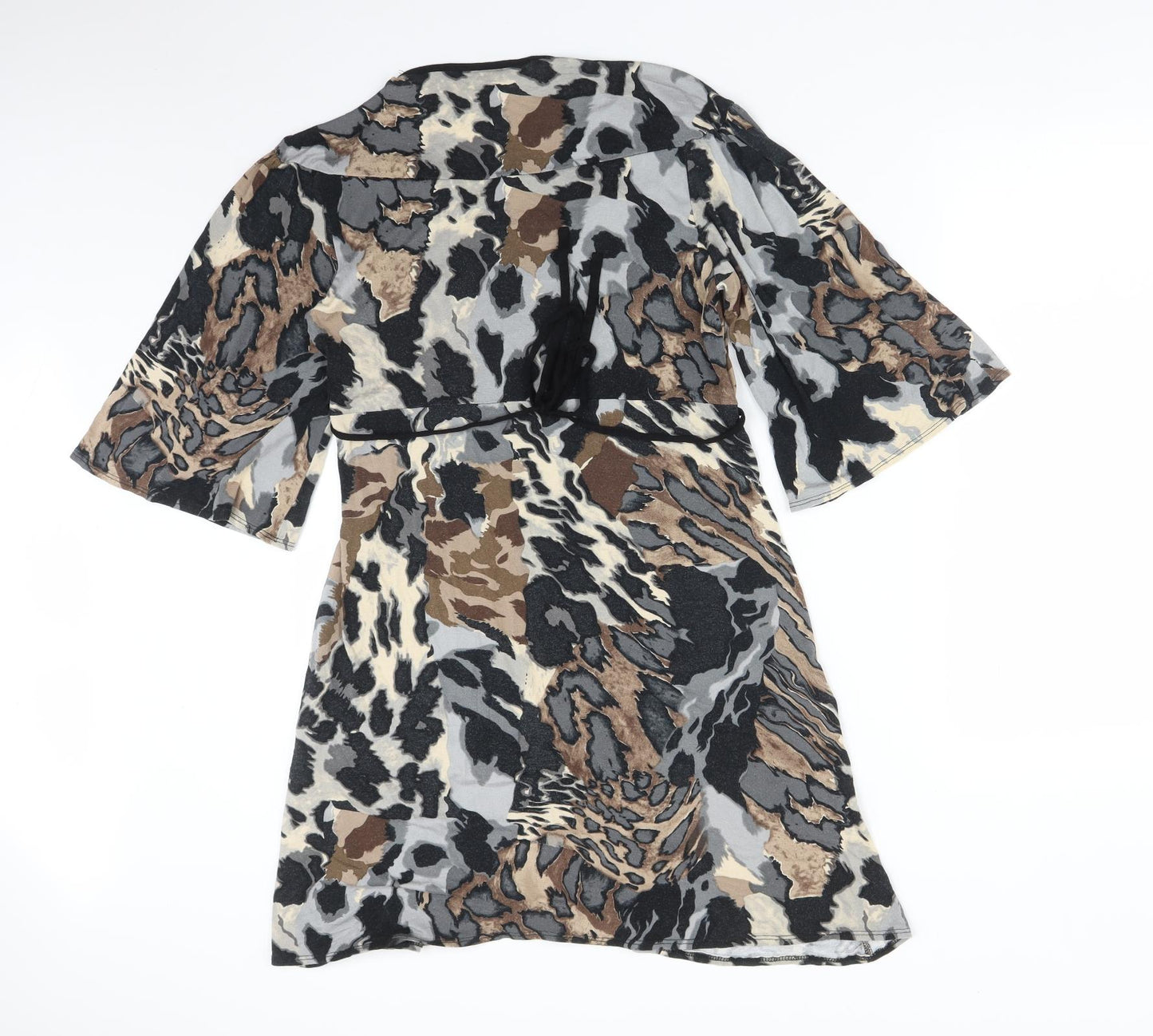 Wallis Womens Multicoloured Animal Print Viscose A-Line  Size 12  V-Neck