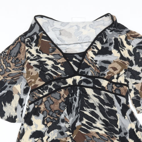 Wallis Womens Multicoloured Animal Print Viscose A-Line  Size 12  V-Neck