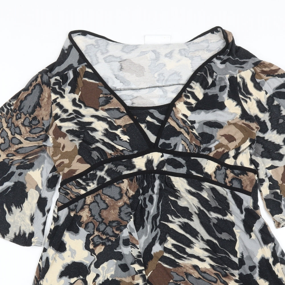 Wallis Womens Multicoloured Animal Print Viscose A-Line  Size 12  V-Neck