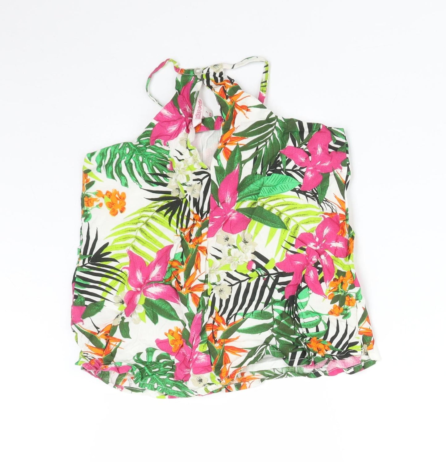 MISS EVIE Girls Multicoloured Floral Viscose Basic T-Shirt Size 7 Years