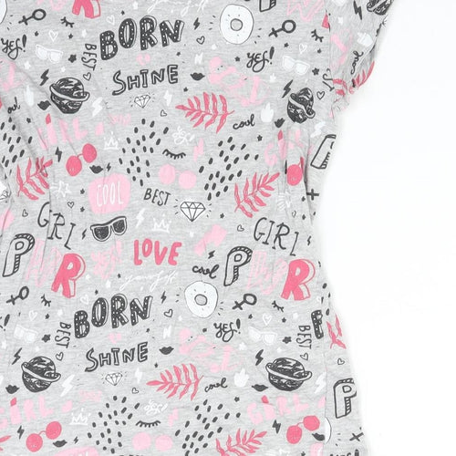 PEP&CO Girls Multicoloured Geometric Cotton Basic T-Shirt Size 11-12 Years Round Neck  - GIRL POWER LOVE COOL